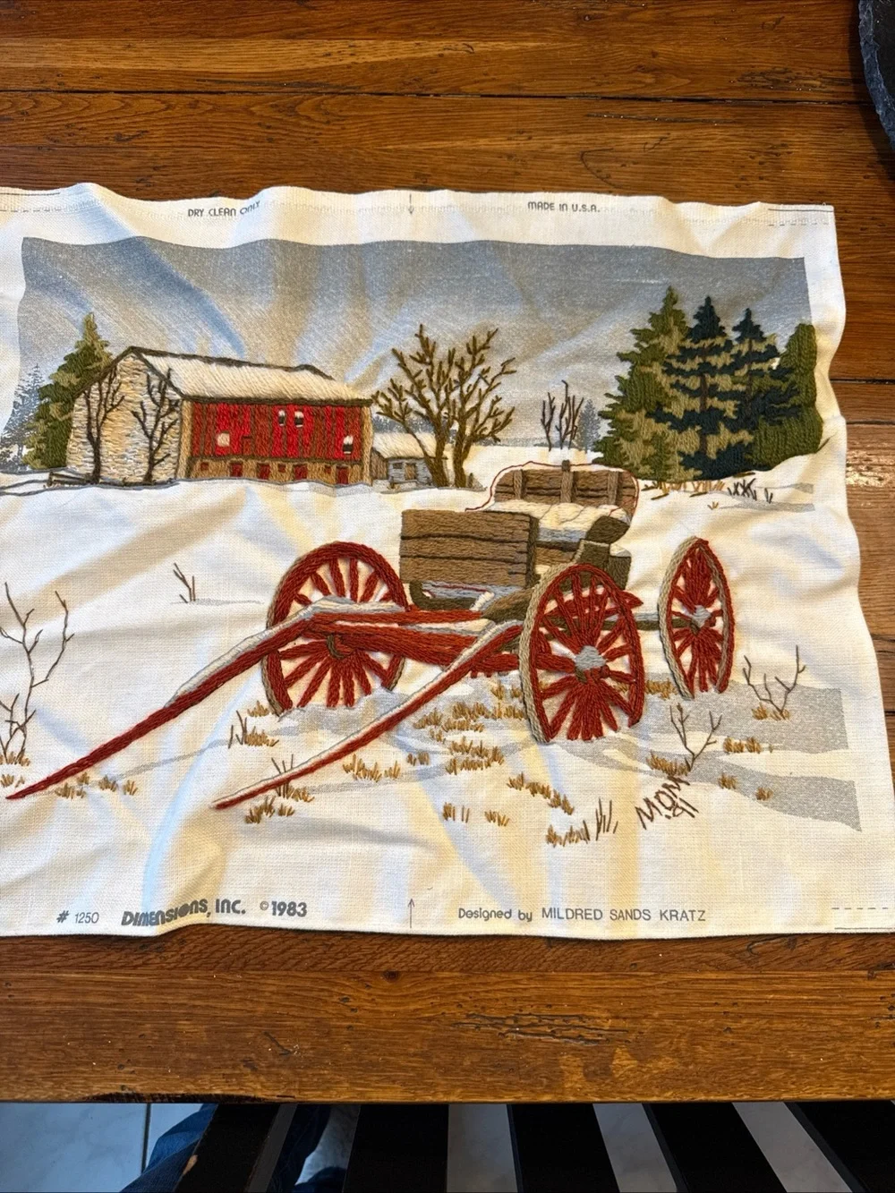 Dimensions Completed‎ Crewel Embroidery “Abandoned Buggy” By Mildred Sands Kratz